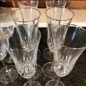 2 Lismore Essence Champagne Flutes with Platinum